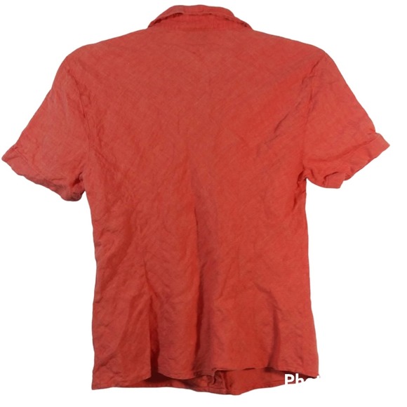 Vintage Talbots Orange Irish Linen Button Up Short Sleeve Size 4 - Picture 2 of 6